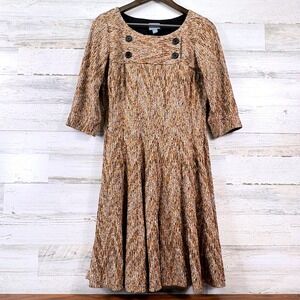 Rabbit Rabbit Rabbit Designs Fit Flare Dress 12 Brown Textured Corpcore Chic